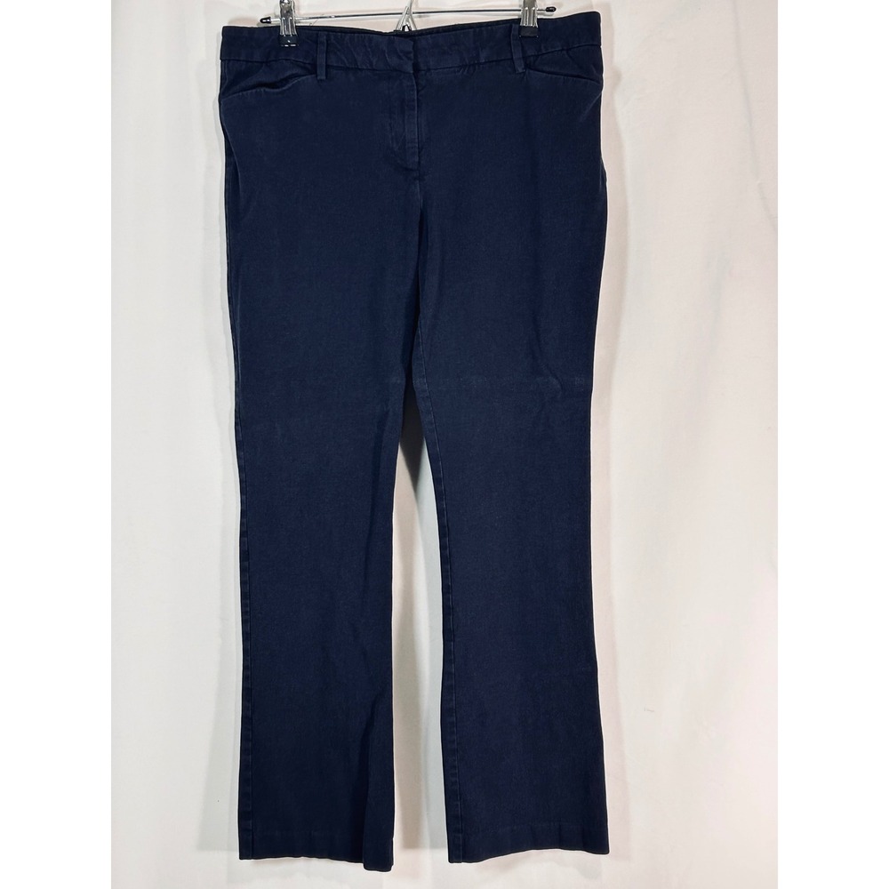 41 Hawthorn Navy Blue Straight‎ Leg Trousers Size 12 Cotton Blend Stretch Pants